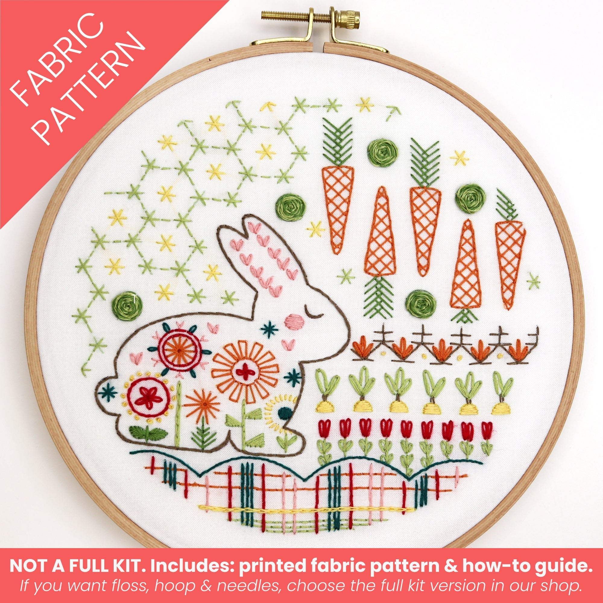 Garden Rabbit Printed Fabric Pattern - Stitched Stories